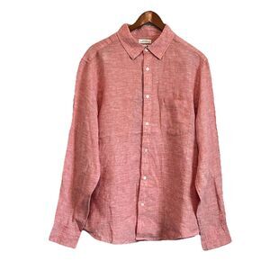 Caribbean Joe Shirt Mens XL  100% Linen Long Sleeve Button Up Coastal New